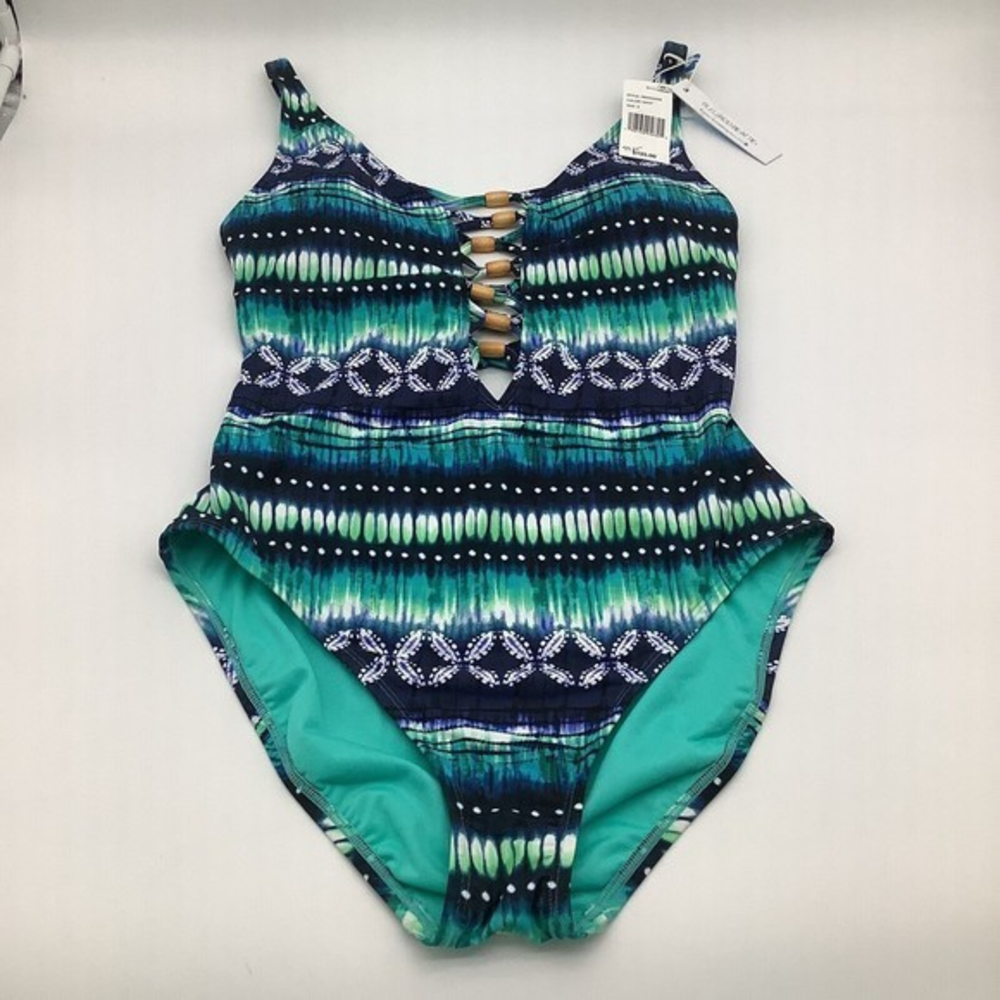 Bleu Rod Beattie Womens One Piece Cut Out Swimsuit Navy Ikat Size 6 NWT